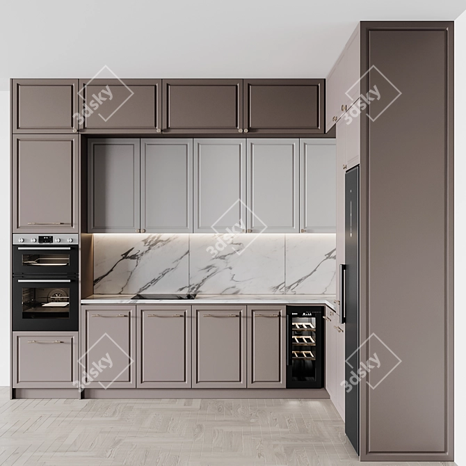 Neoclassic112 Kitchen: Customizable Size & Color 3D model image 1