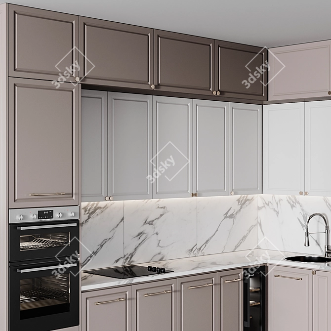 Neoclassic112 Kitchen: Customizable Size & Color 3D model image 5