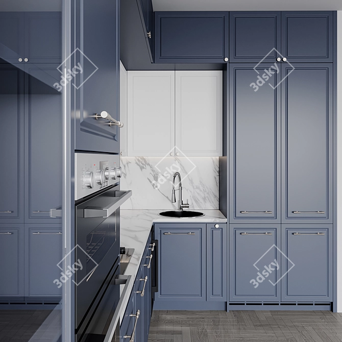 Neoclassic112 Kitchen: Customizable Size & Color 3D model image 8