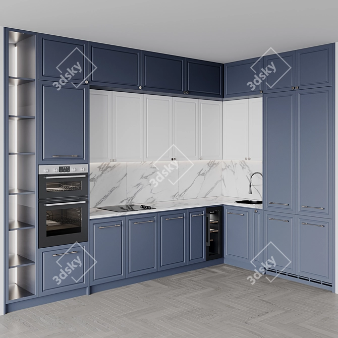 Neoclassic112 Kitchen: Customizable Size & Color 3D model image 9