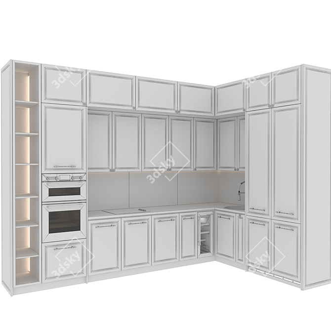 Neoclassic112 Kitchen: Customizable Size & Color 3D model image 13