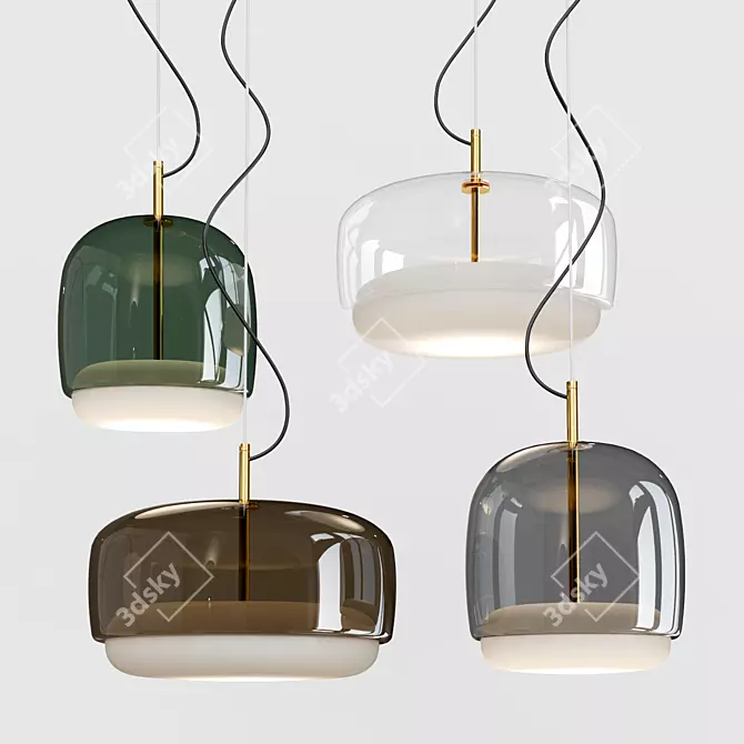 Jube 2 Pendant: Sleek Metal and Glass Pendant Lighting 3D model image 1