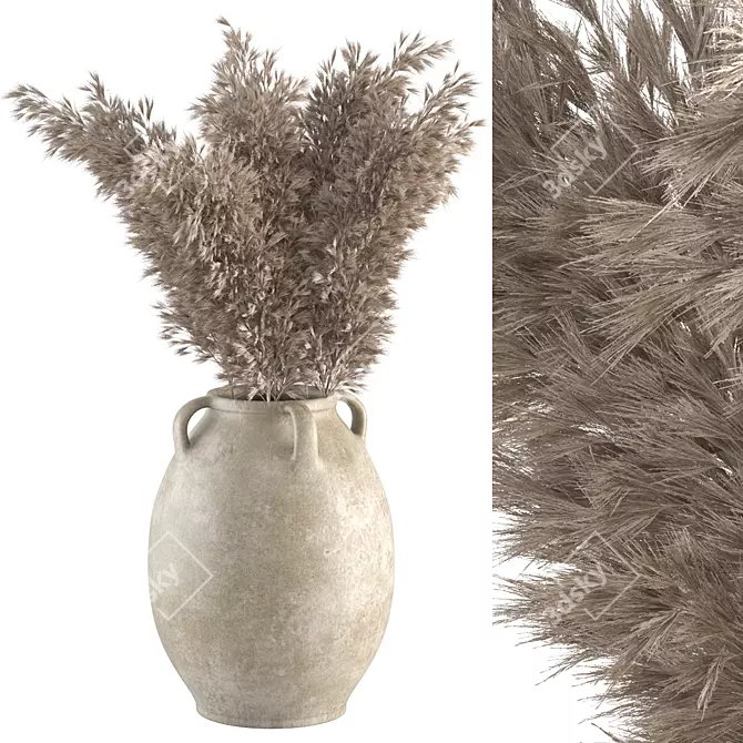 Elegant Pampas Pot - Trendy Dried Plant 3D model image 1