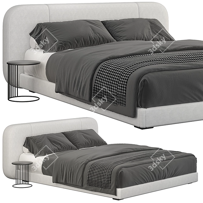 Gray Softbay Bed: Stylish and Comfortable 3D model image 1