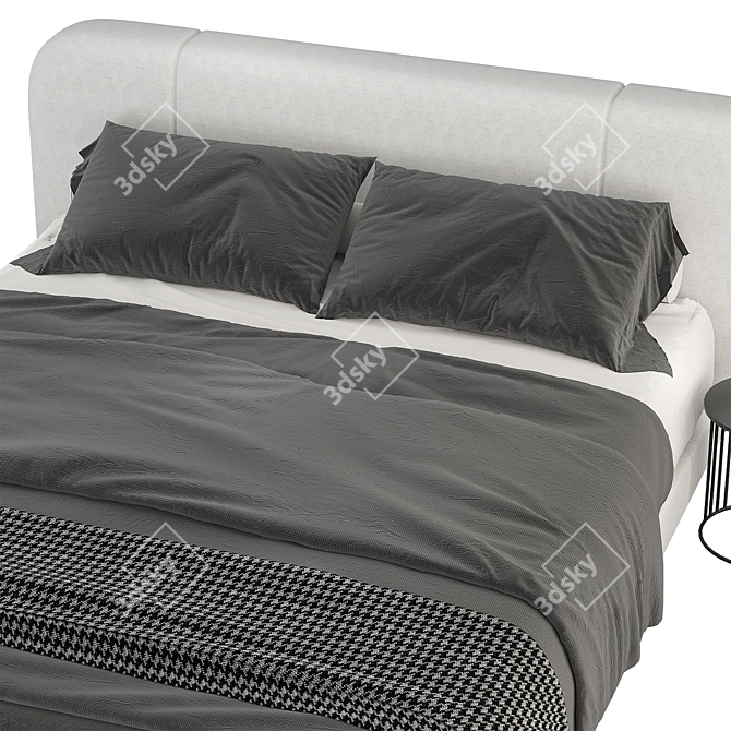 Gray Softbay Bed: Stylish and Comfortable 3D model image 2
