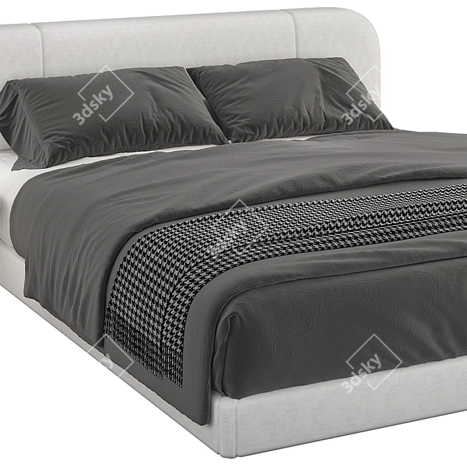 Gray Softbay Bed: Stylish and Comfortable 3D model image 3