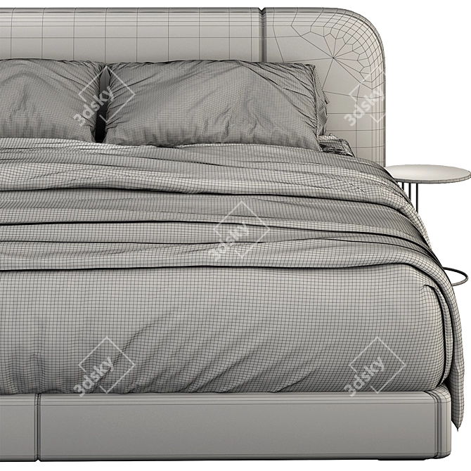 Gray Softbay Bed: Stylish and Comfortable 3D model image 4