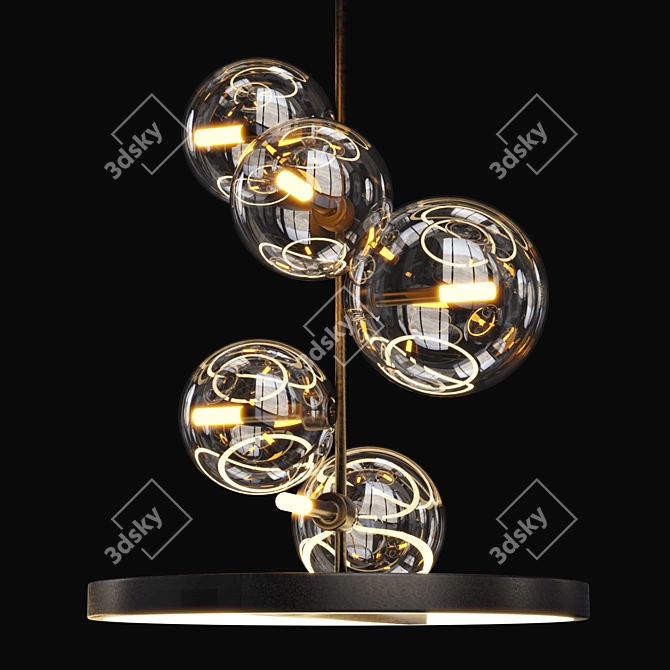 Modern Brass and Black IONA Ring Lamp 3D model image 3