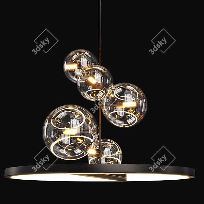 Modern Brass and Black IONA Ring Lamp 3D model image 4