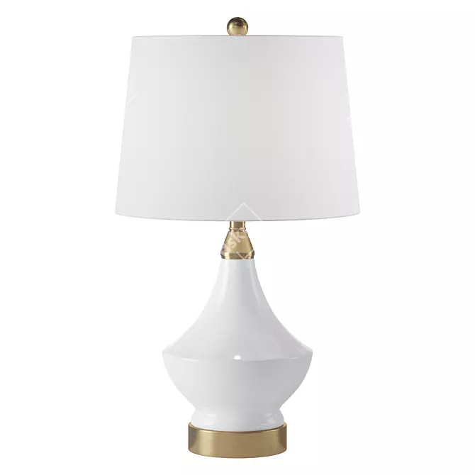 Amsterdam 24.5" White/Gold Ceramic Table Lamp 3D model image 1