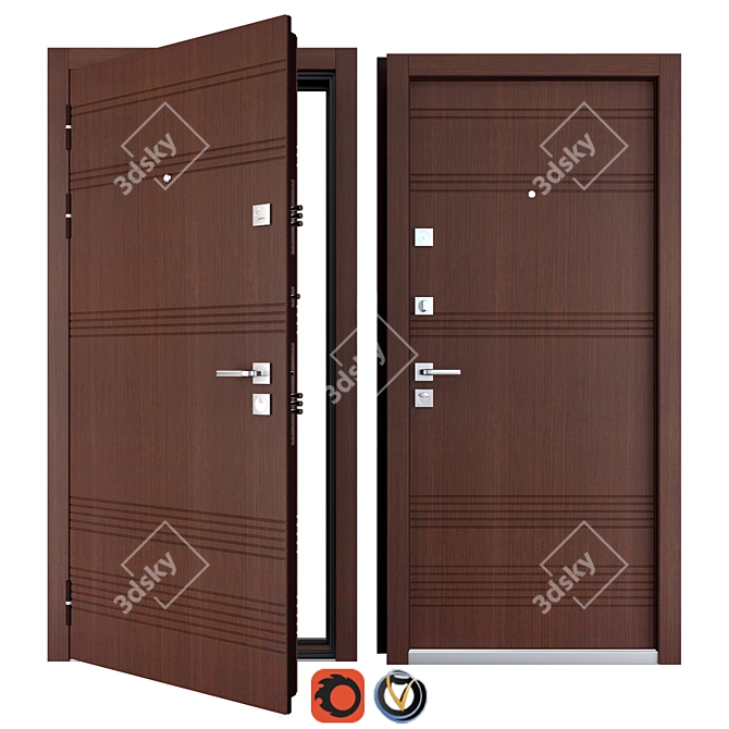 Modern Design Metal Entrance Door 3D model image 1