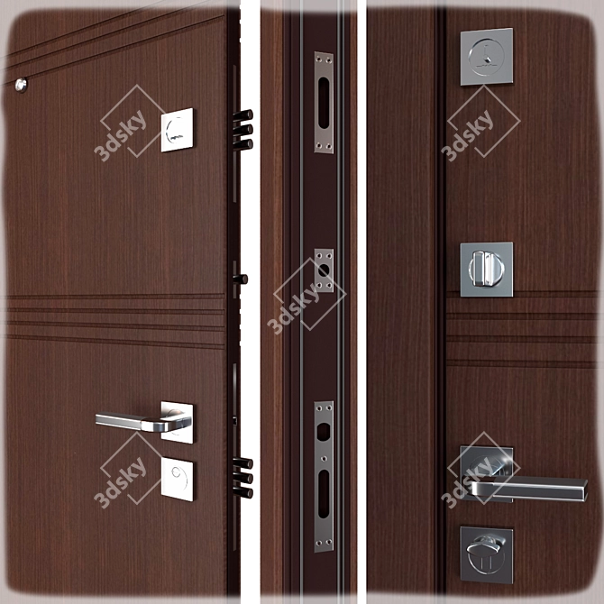 Modern Design Metal Entrance Door 3D model image 2