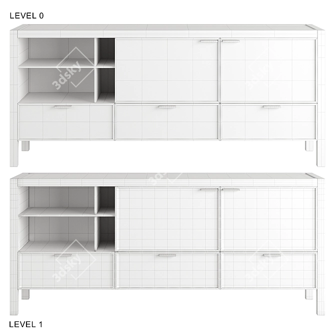 Rustic Wood Alen Sideboard 3D model image 2