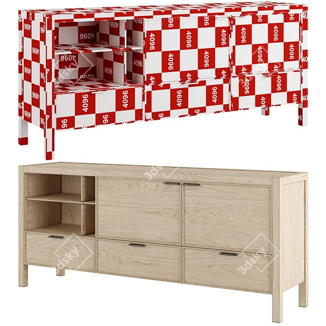 Rustic Wood Alen Sideboard 3D model image 3