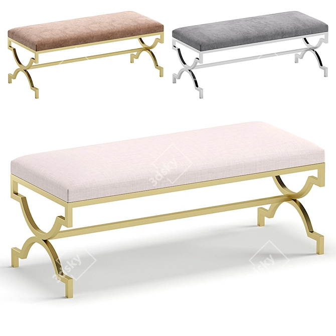 Elegant Lorren Bench: 3 Color Options 3D model image 1