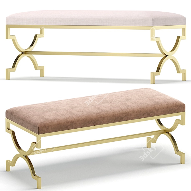 Elegant Lorren Bench: 3 Color Options 3D model image 3