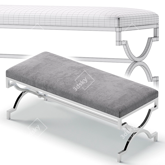 Elegant Lorren Bench: 3 Color Options 3D model image 4