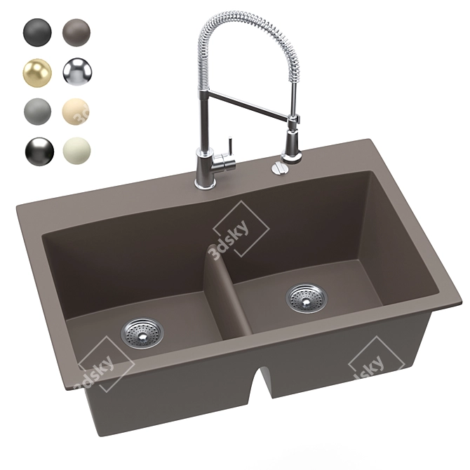 Schock CREST N200: Stunningly Spacious Sink 3D model image 1