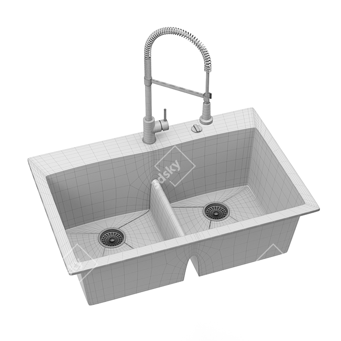 Schock CREST N200: Stunningly Spacious Sink 3D model image 4