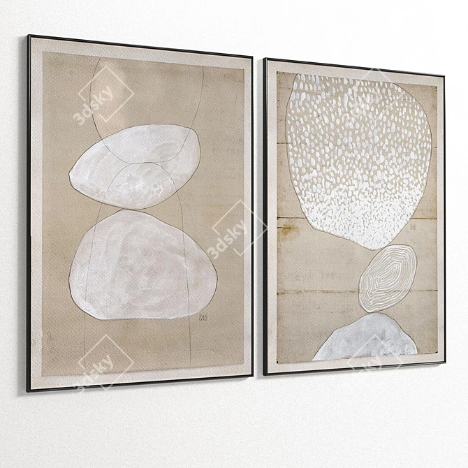 Elegant Plaster Photo Frame Set 3D model image 5