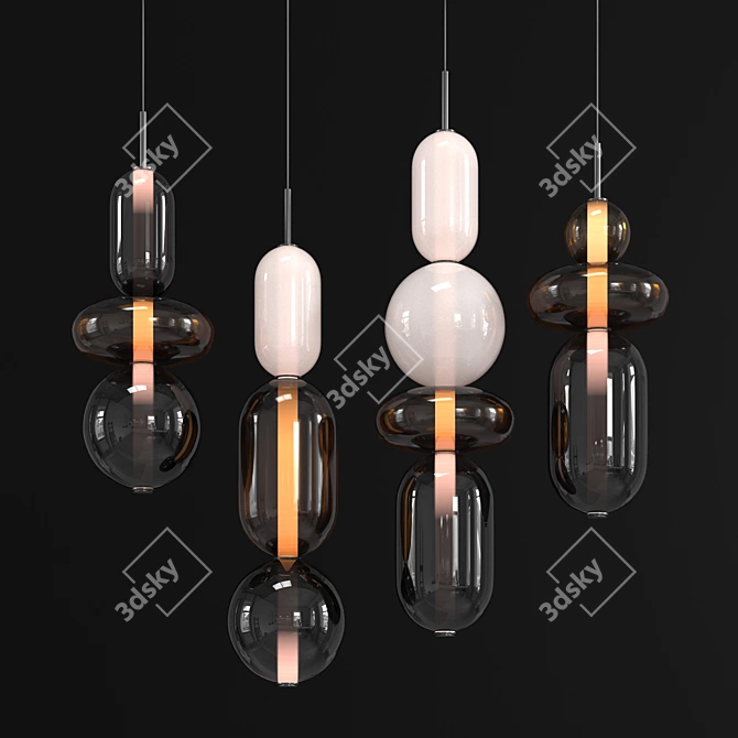 Pebbles Cor Pendant: Stunning Stone Lighting 3D model image 1