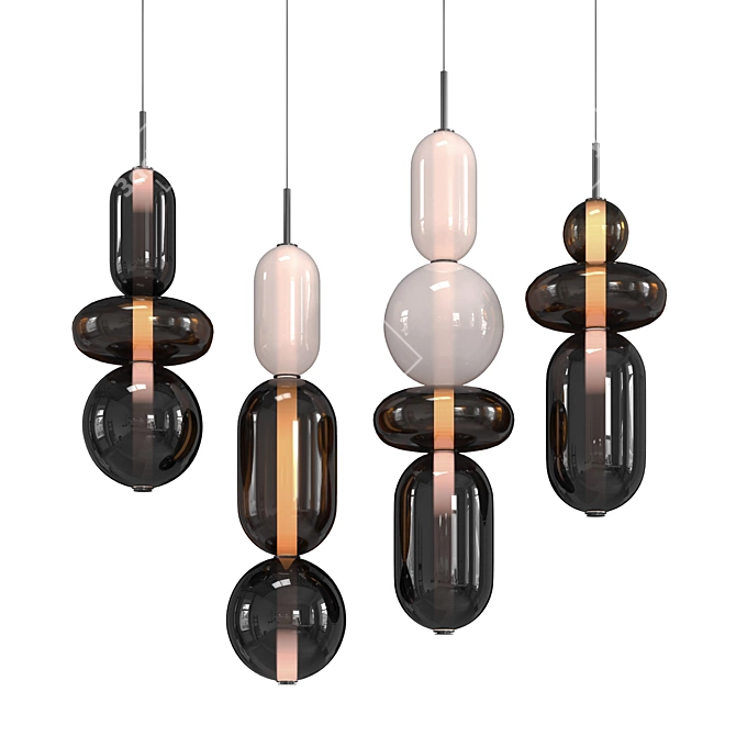 Pebbles Cor Pendant: Stunning Stone Lighting 3D model image 4