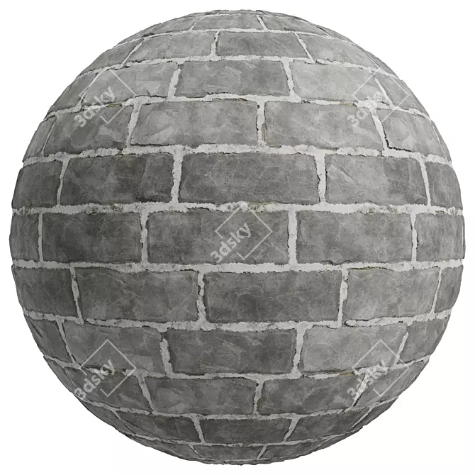 Seamless Stone Wall Concrete Covering 3D model image 2