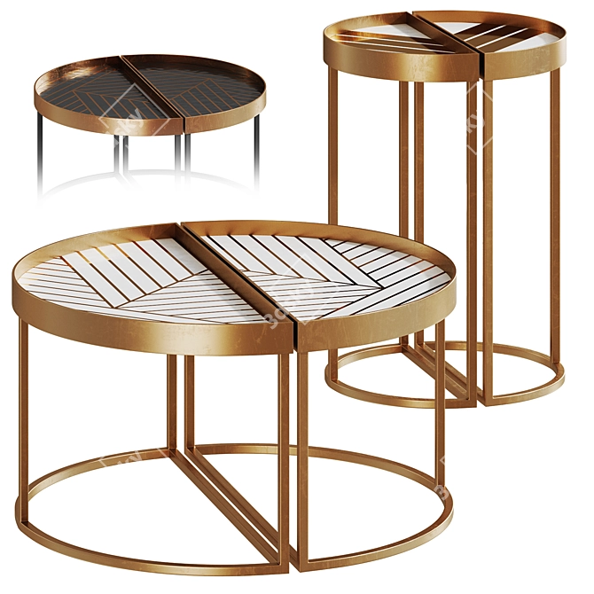 Art Deco Inspired Coffee Table Set 3D model image 1