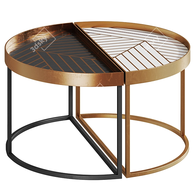 Art Deco Inspired Coffee Table Set 3D model image 2