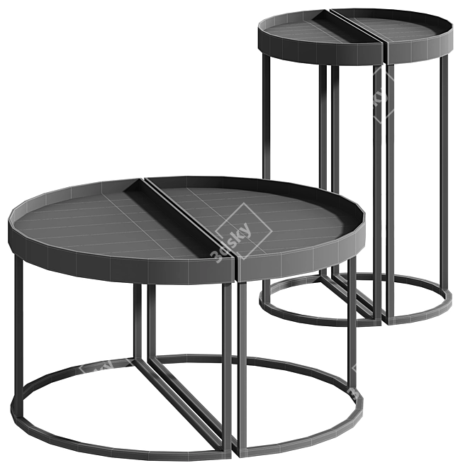 Art Deco Inspired Coffee Table Set 3D model image 6