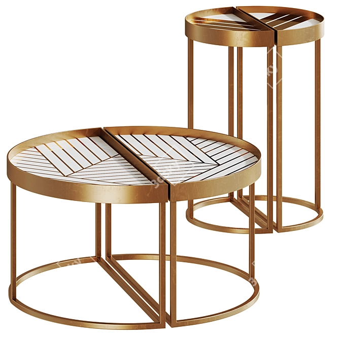 Art Deco Inspired Coffee Table Set 3D model image 7