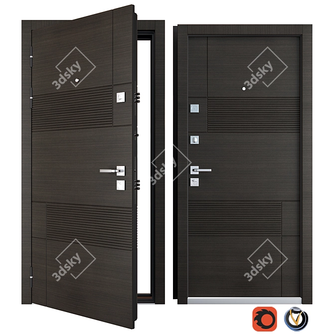 Alaska (Favorit) Entrance Metal Door - 900x2050 mm 3D model image 1