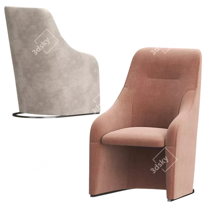 Elegant NAGI Upholstered Armchair - Viccarbe 3D model image 3