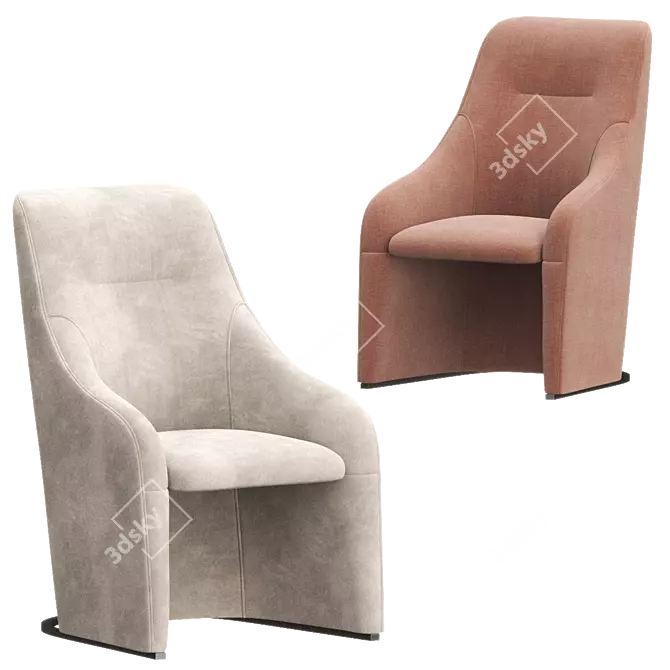 Elegant NAGI Upholstered Armchair - Viccarbe 3D model image 4