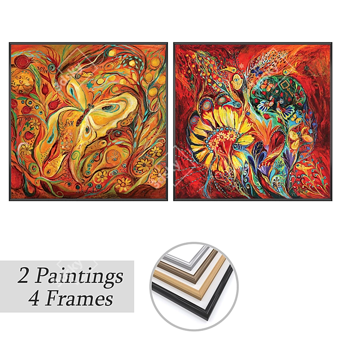 Elegant 2-Piece Art Set: Various Frame Options 3D model image 1