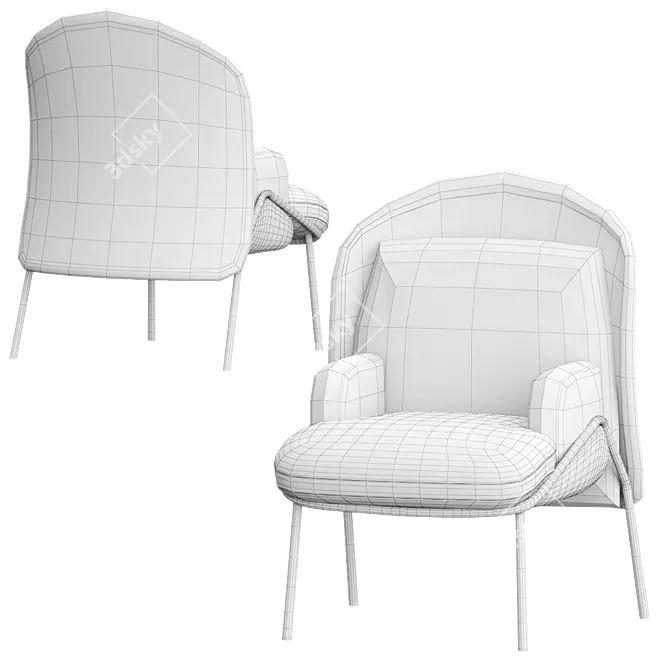 Contemporary MESH Fabric Armchair 3D model image 5