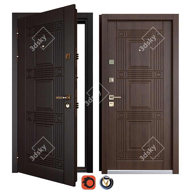 Titan Favorit Metal Entrance Door 3D model image 1