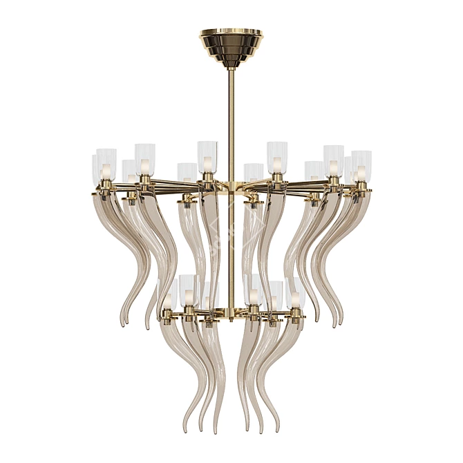 Elegant Honey Venetian Glass Chandelier 3D model image 1