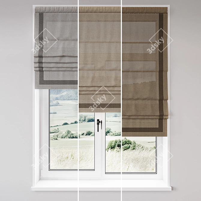 Linen Roman Blind: Elegant and Versatile 3D model image 2