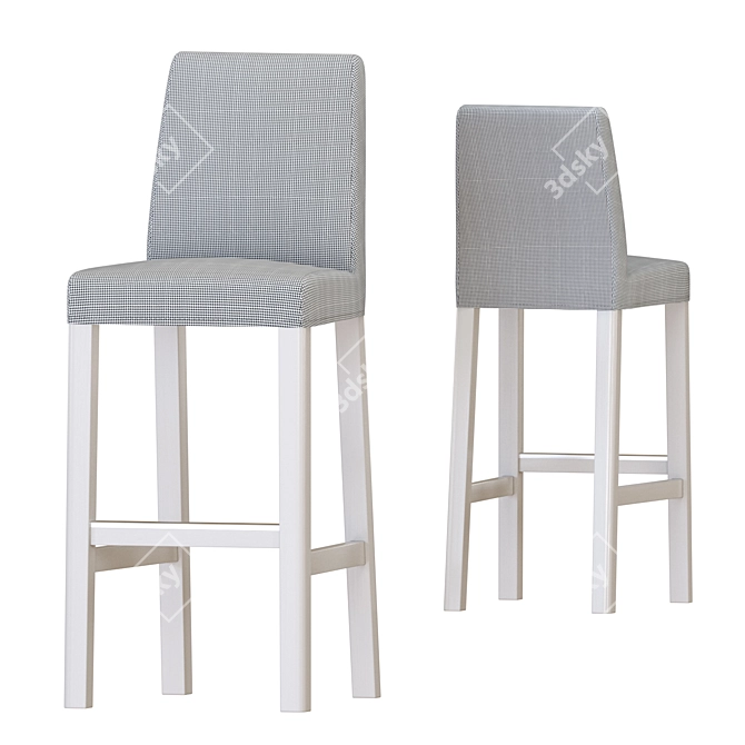 Modern White Table & Blue Bar Stools 3D model image 2