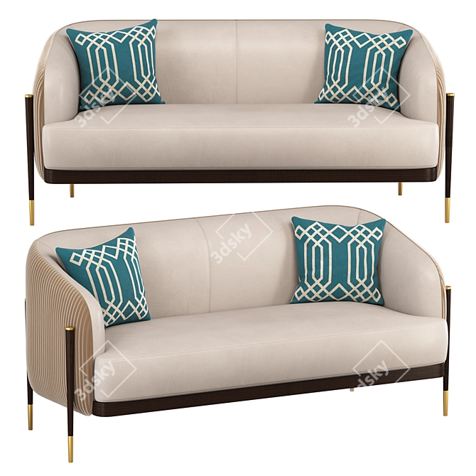 Luxury Oxford Sofa: Fabric & Leather, Multiple Formats 3D model image 1