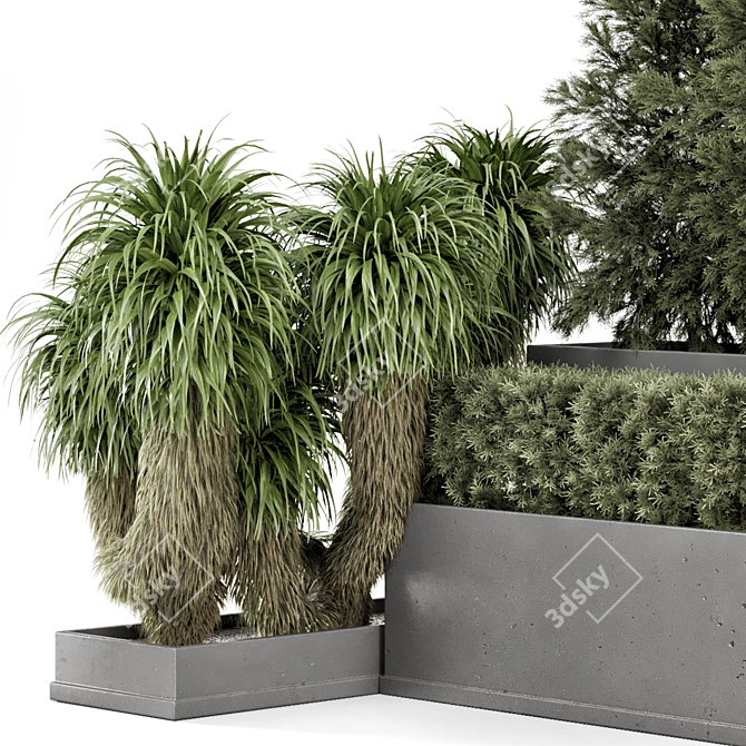 Outdoor Garden Set: Bush & Tree 3D model image 3