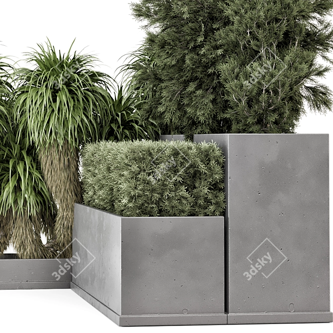 Outdoor Garden Set: Bush & Tree 3D model image 4