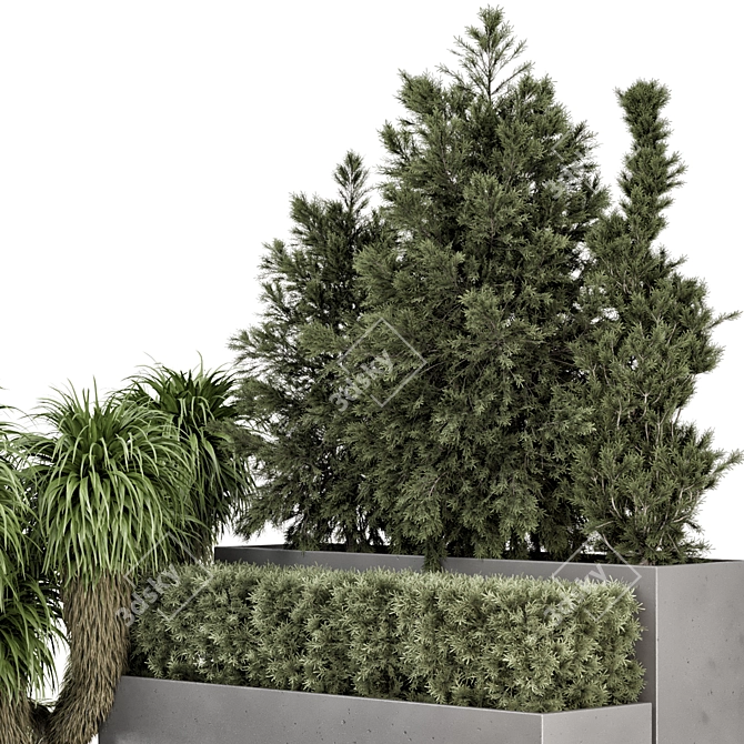 Outdoor Garden Set: Bush & Tree 3D model image 5