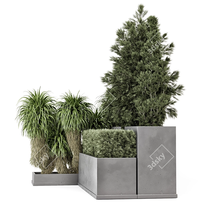 Outdoor Garden Set: Bush & Tree 3D model image 6