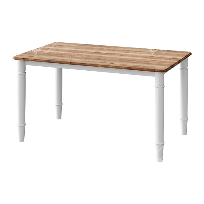 Scandinavian Dining Table: Oak Veneer & White 3D model image 1