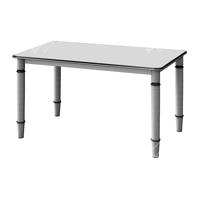 Scandinavian Dining Table: Oak Veneer & White 3D model image 2