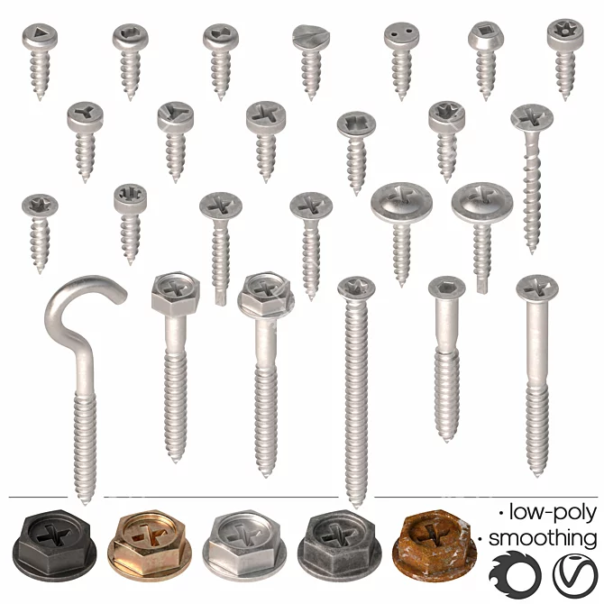 25-Piece Set of Self-Tapping Screws - High-Resolution Renders 3D model image 3