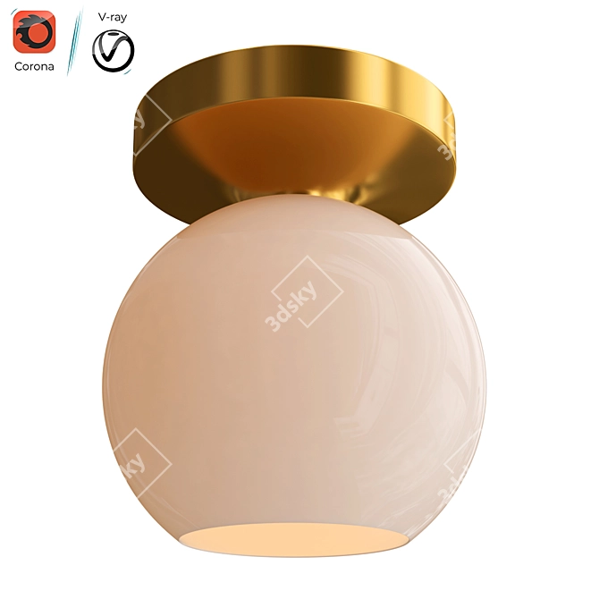 Milk Glass Globe Flushmount 3D model image 1