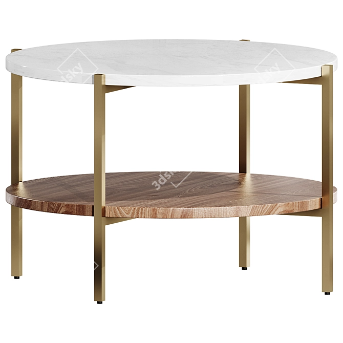 Sleek Marble Round Coffee Table 3D model image 1